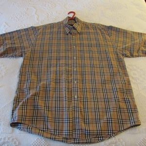 Burberry Tan Nova Check Mens Button Shirt Large